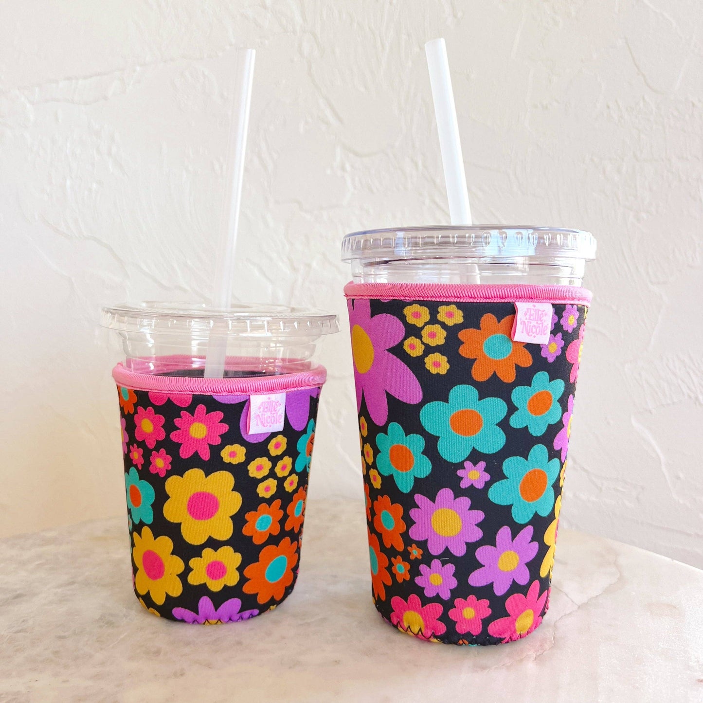 Coffee Cup Cover - Neon Daisy - Iced Drink Sleeve