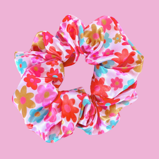 Satin Scrunchie - Retro Florals - Hair Accessory
