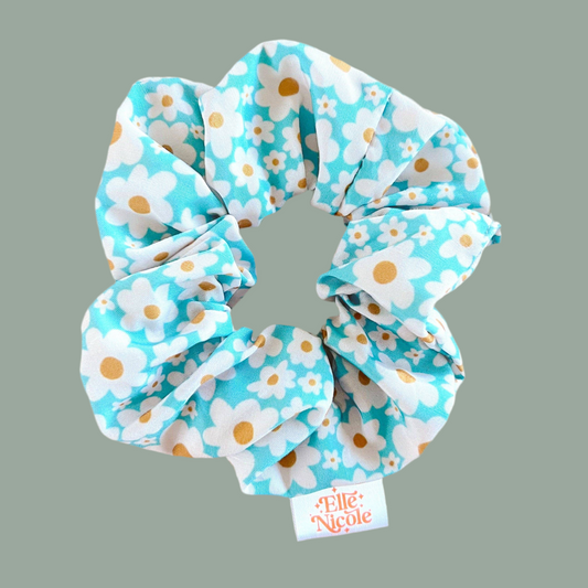 Scrunchie - Blue Daisy Pattern - Hair Accessory