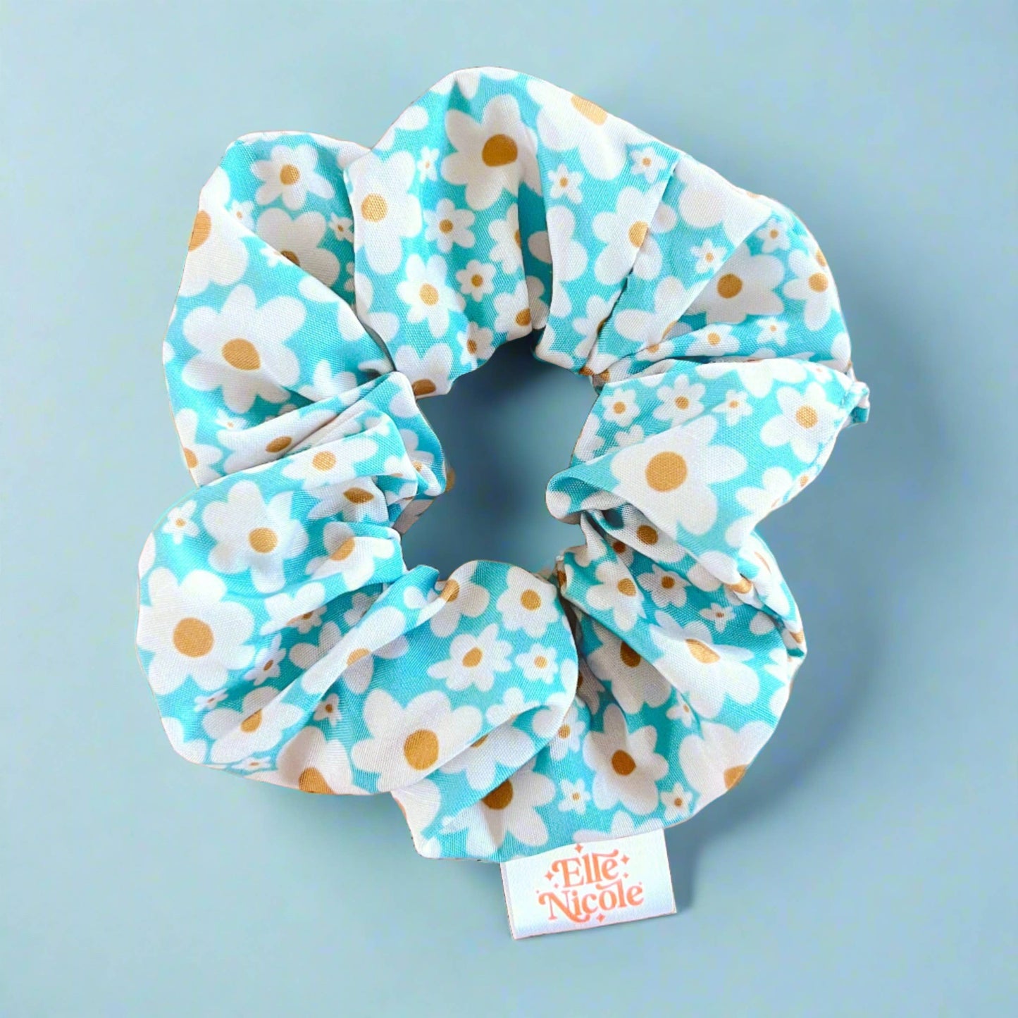 Scrunchie - Blue Daisy Pattern - Hair Accessory