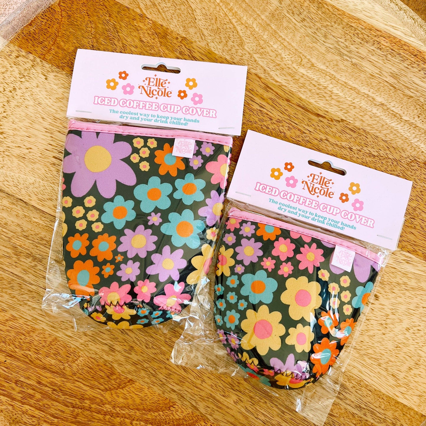 Coffee Cup Cover - Neon Daisy - Iced Drink Sleeve