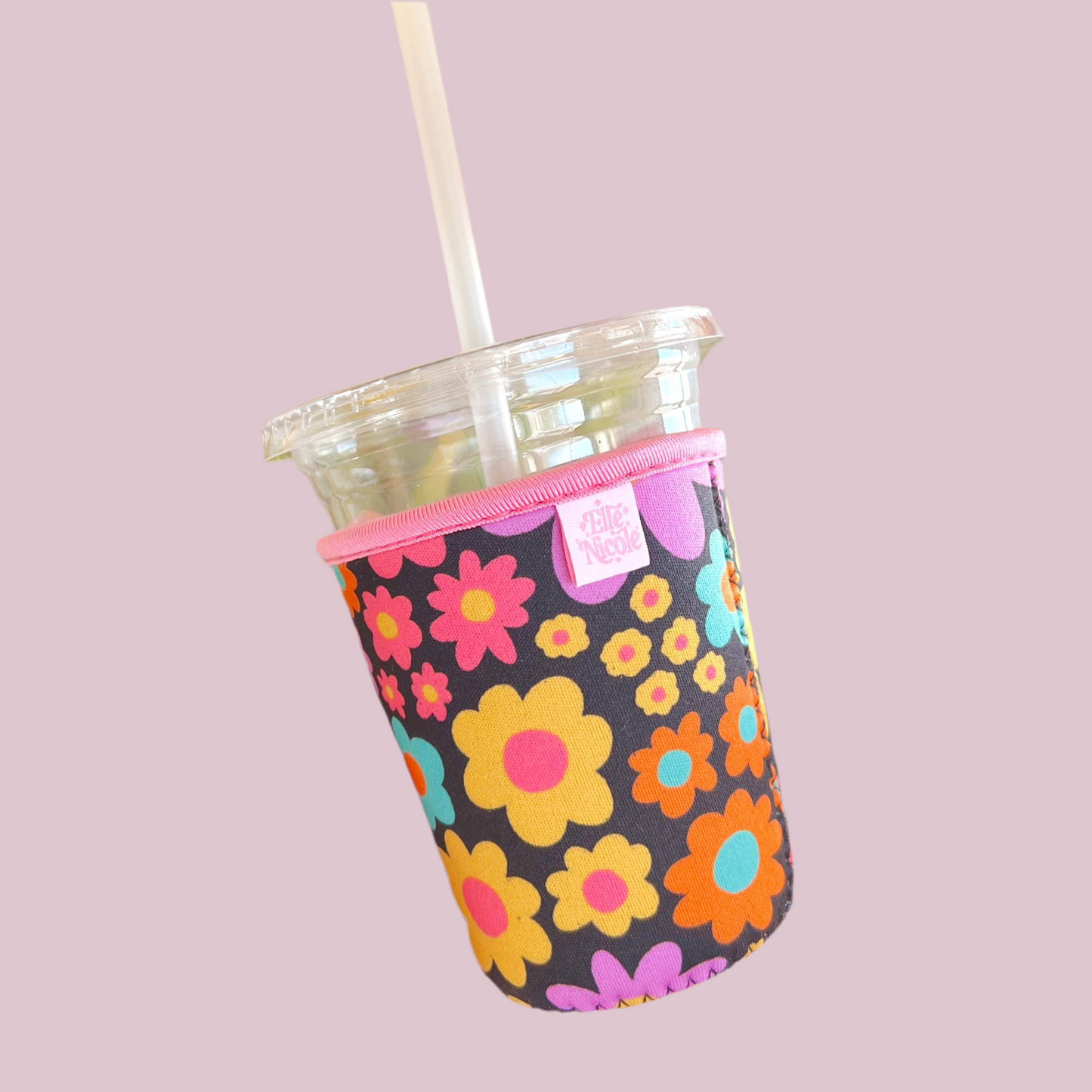 Coffee Cup Cover - Neon Daisy - Iced Drink Sleeve