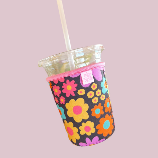 Coffee Cup Cover - Neon Daisy - Iced Drink Sleeve